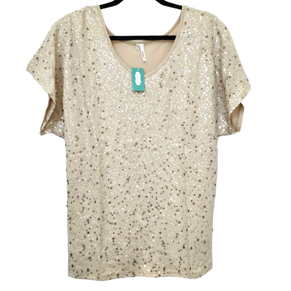 NWT!  Sequin Cream Top
